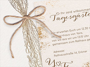 Vergrößerte Abbildung Einladungskarte zur BoHo-Hochzeit mit