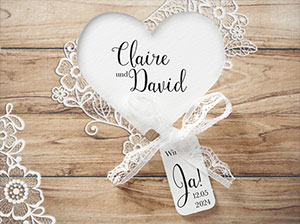 Vergrößerte Abbildung Detailaufnahme der angeknüpften Spitzenschleife.