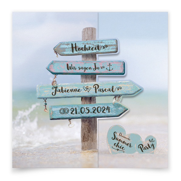 Hochzeitseinladungen mit Wegweisern